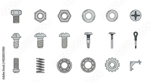 Assortment of Fasteners - Bolts, Nuts, Washers, and More.