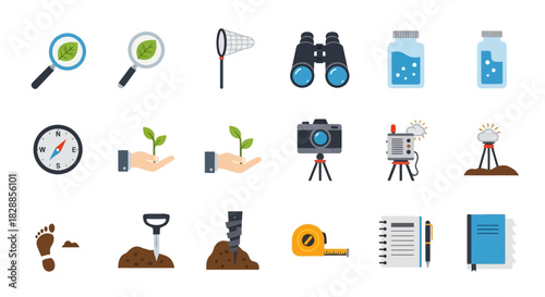Collection of Science and Nature Exploration Icons.