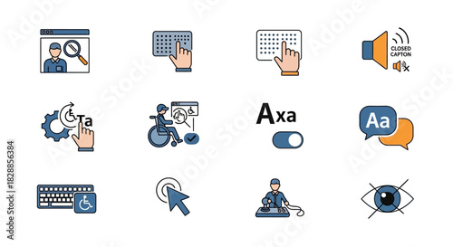 Hand Drawn Accessibility Icon Set for Web and Apps.