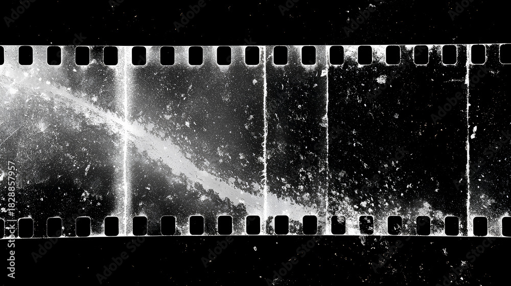 Fototapeta premium Old film texture with scratches, noise and glitch shapes. Realistic film texture in black-white, dust and grain. Stock Illustration