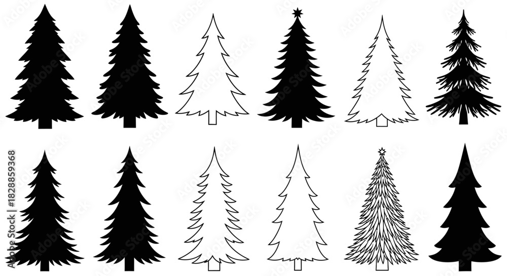 Fototapeta premium set of christmas trees