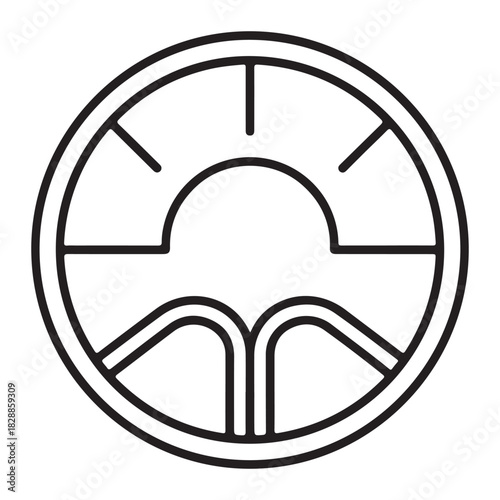 Abstract outline of a real time air quality monitoring node with a distinct silhouette style