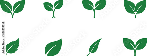 Green Leaf Icons set vector design
