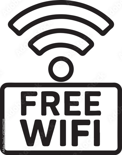 Free wifi internet connection symbol icon displaying wireless local area network access availability for public or private use isolated on white background