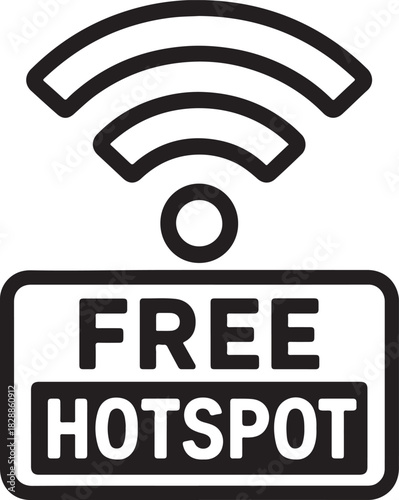 Free wifi hotspot icon sign representing public internet access and wireless connection availability. a clear symbol for digital freedom. isolated on white background