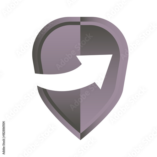 Free Download Grey shield icon. Arrow direction symbol. Motion path Vector. Forward sign. - GFXLoad
