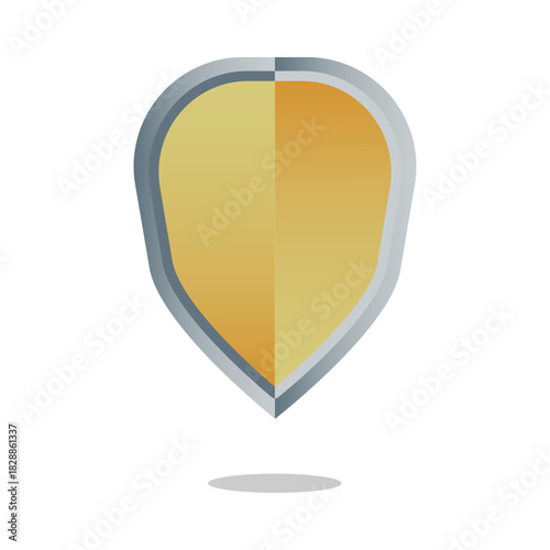Free Download Gold shield icon. Blank security badge. Metal guard vector. Protection emblem shape. - GFXLoad