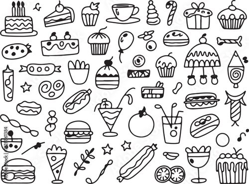 Hand Drawn Sweets and Desserts Food Background