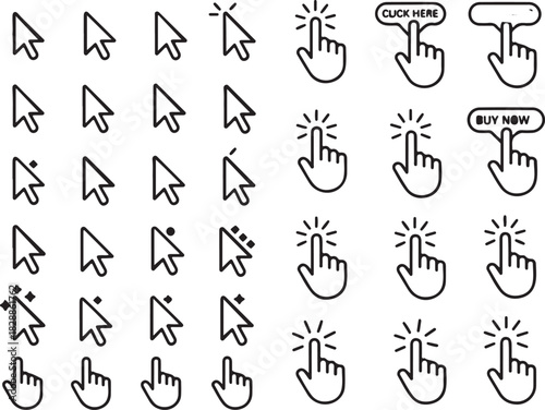 Collection of cursor icons for web design and development