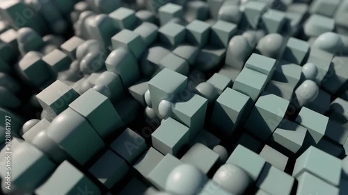 Wallpaper Mural Dynamic 3D animation with cubes and bubbles for modern presentations and backgrounds Torontodigital.ca