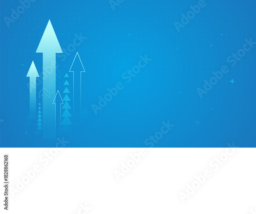 The Growth Arrows concepts with blue upward arrows and Blue technology up arrowThe Bright blue arrows increase in height from left to right, The upward curveemphasizes positive