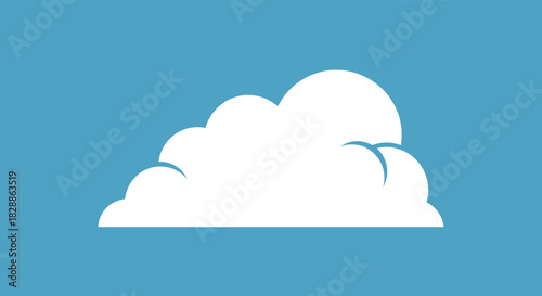 A simple, clean white cloud illustration floating against a clear blue sky, suitable for minimalist design or weather graphics.