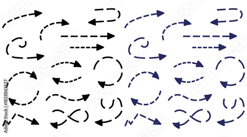 Diverse Arrow Collection in Black and Blue Indicating Direction Flow and Navigation Concepts Seamless Pattern