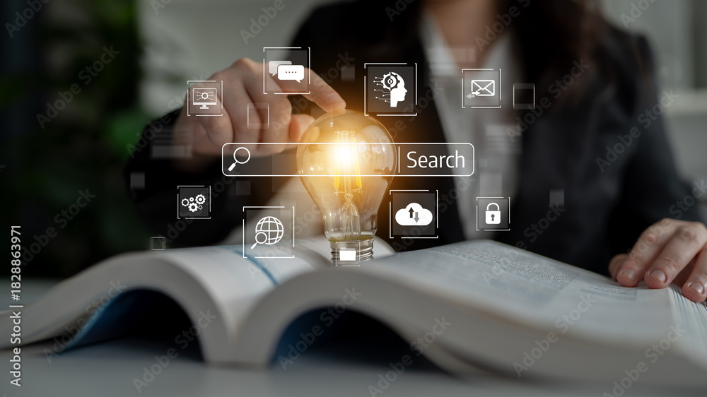 Naklejka premium SEO tools enhance digital visibility with search engine research, keyword strategy, and search data to optimize online performance. Latch