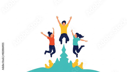Celebrating Success Together Young People Jumping with Joy and Energy for Positive Impact Youth Embracing Opportunity with Happiness and Freedom