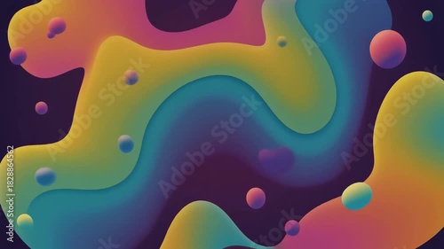 Dynamic fluid gradient with floating spheres creates a vibrant modern background