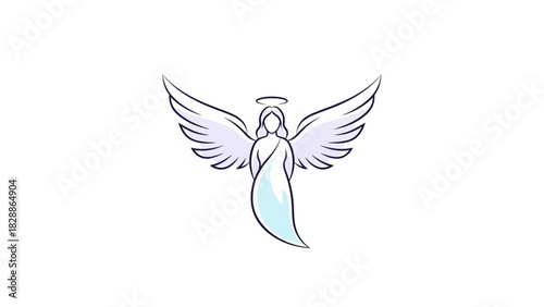 Elegant angel with wings design offers a symbol of hope, inspiration, and spirituality for faith-based projects and memorial designs in a minimalistic style