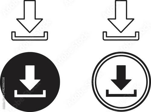 Download icons in various styles, including a filled circle, an outlined circle, a square, and an arrow, all for design elements