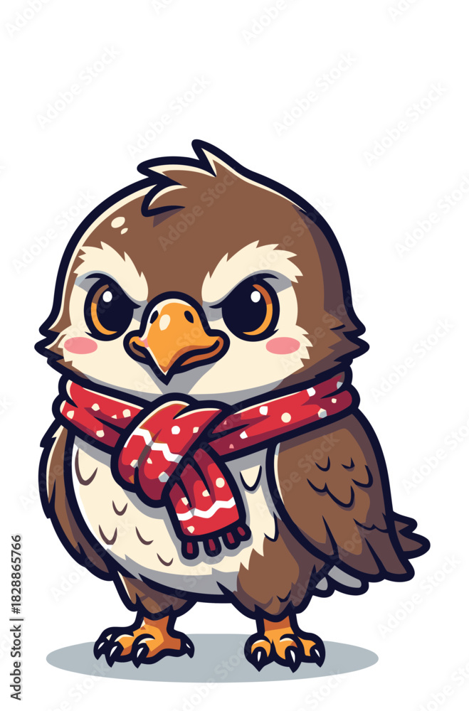 Obraz premium Cute Owl with Scarf Vector Illustration