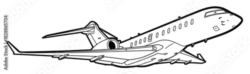 Stylish private jet design in black and white