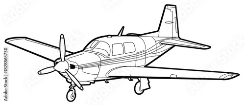 Piper Cherokee low wing airplane isolated vector image