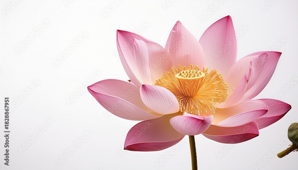 Fototapeta premium Elegant Pink Lotus Flower Blossom on White Background
