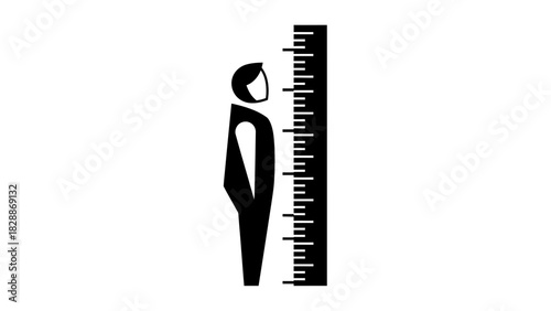 Height Measurement Icon – Human Figure with Ruler Scale Vector Illustration
