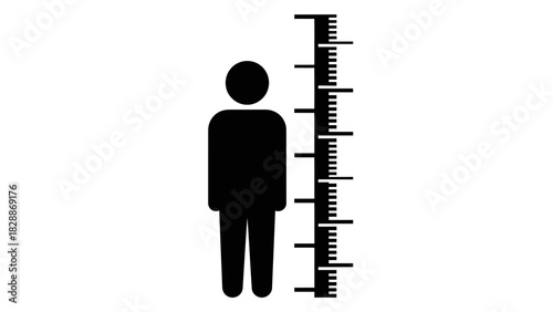 Height Measurement Icon – Human Figure with Ruler Scale Vector Illustration