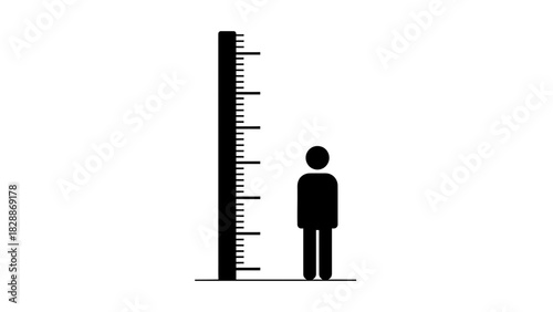 Height Measurement Icon – Human Figure with Ruler Scale Vector Illustration
