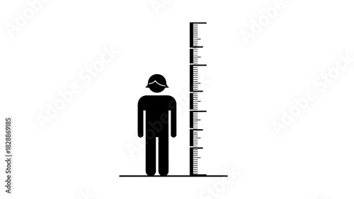Height Measurement Icon – Human Figure with Ruler Scale Vector Illustration