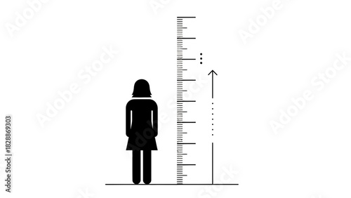 Height Measurement Icon – Human Figure with Ruler Scale Vector Illustration