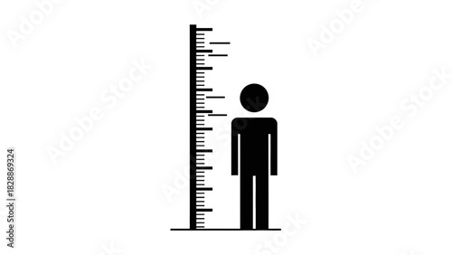 Height Measurement Icon – Human Figure with Ruler Scale Vector Illustration