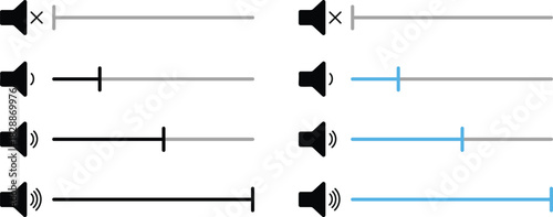 volume adjustment level control icon. Multimedia mixer sign. Audio settings and loudness symbols. Loudness Adjustment Icons
