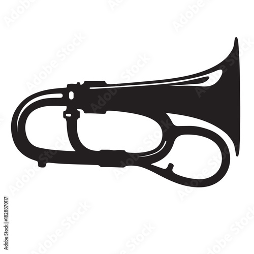 Black Bugle Horn Silhouette Icon Vector