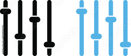 Volume Control Level Indicator sign. Sound settings symbols. Loudness and mixer signs. Speaker Volume Adjustment Icons. Sound mixer graphic design
