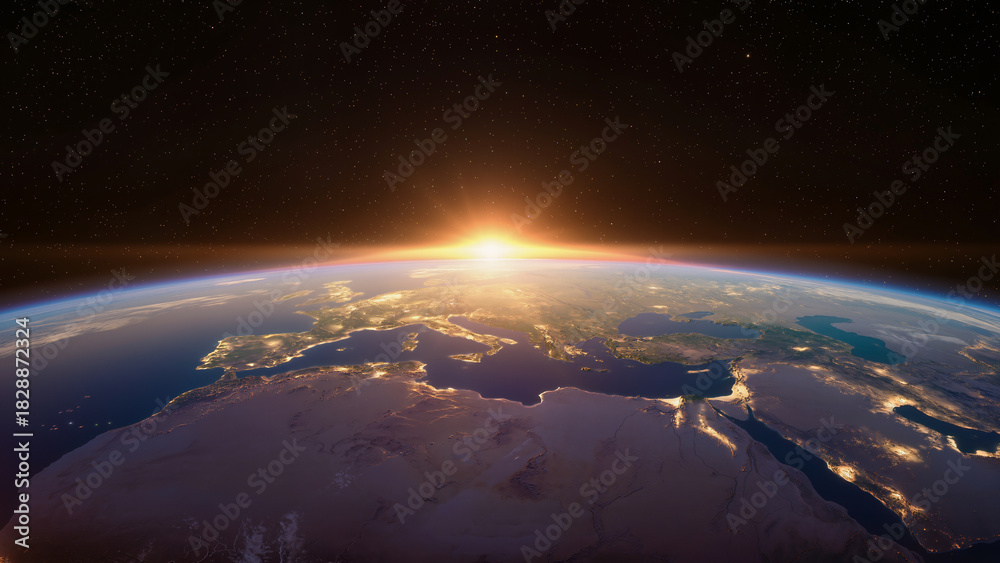 Obraz premium Sorgere del sole nello spazio