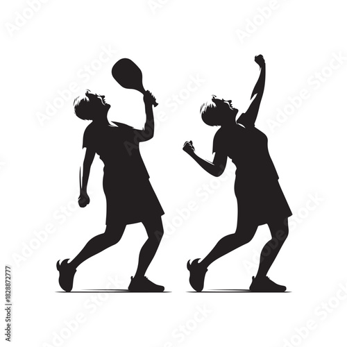 pickleball grandma winning match celebration vector silhouette clip art logo design illustration