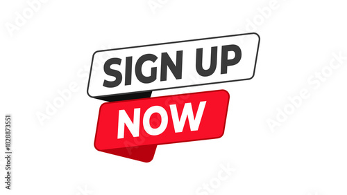 Sign Up Now bright red registration prompt optimized to capture new users fast, perfect for websites, apps, newsletters, membership pages, and sign-in conversions.