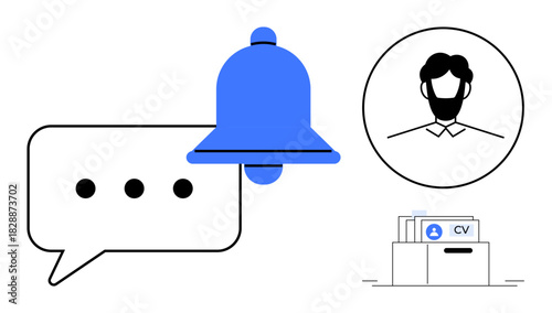 Job application concept. Job applications ed with notifications, candidate profiles, and CV icons. Job applications streamline recruitment and talent acquisition. Ideal for hiring, HR tools, career