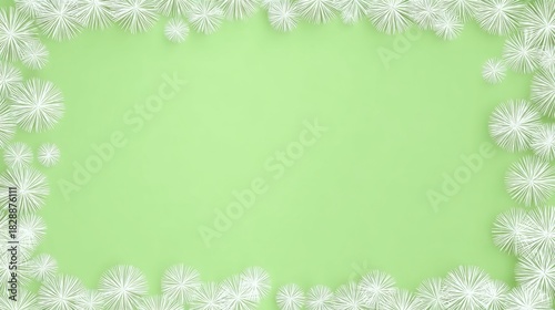 Wallpaper Mural Elegant pastel green background with delicate white dandelion puff floral elements framing the edges for a serene and calming design aesthetic Torontodigital.ca