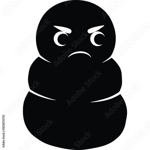 Angry Snowman Silhouette Illustration winter character graphic black white isolated holiday seasonal