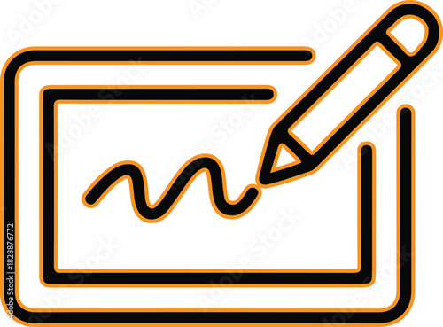 Digital signature on tablet with stylus icon