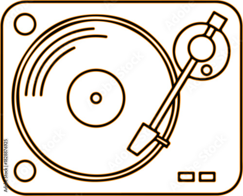 Retro turntable record player icon outline