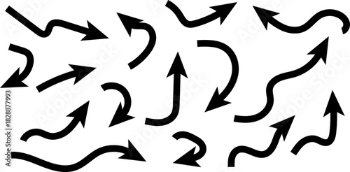 Variety of black arrows pointing various ways