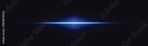 Realistic blue light effect isolated on dark transparent background. Horizontal bright flash with beams and sparks. Explosion with abstract lights. Vector illustration