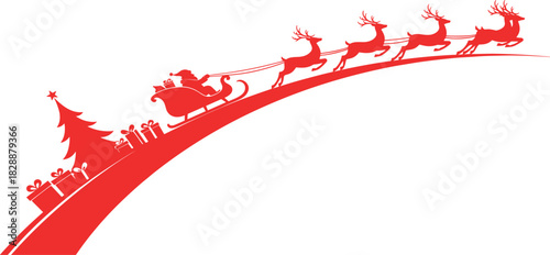 Santa Claus's Sleigh Ride A Festive Silhouette for Christmas Celebrations and Holiday Greetings