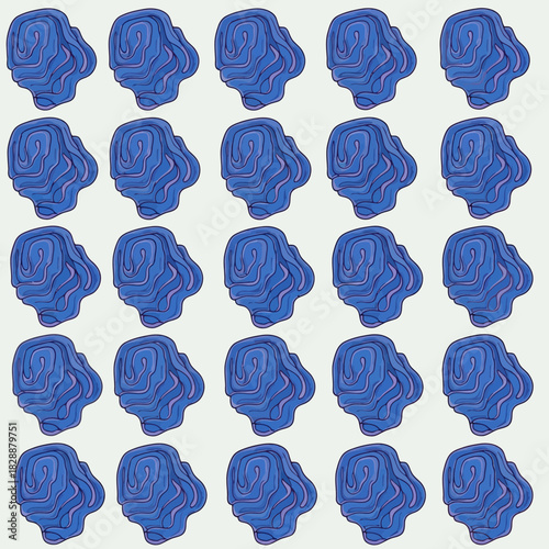 Set of twenty-five blue climbing grips for a bouldering wall.