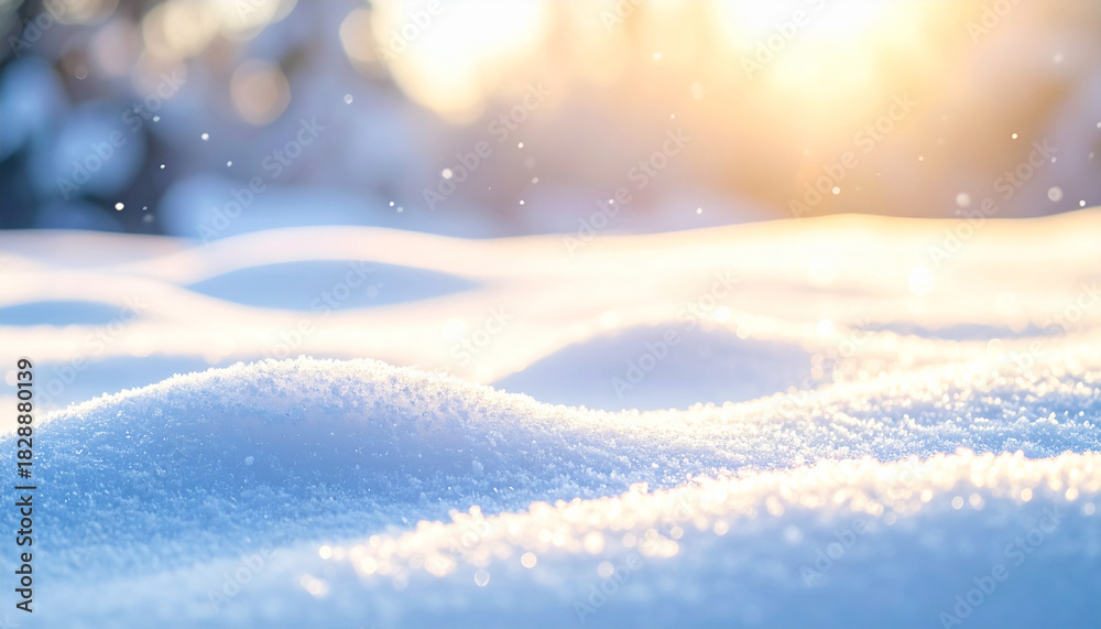 Fototapeta premium 静かにきらめく雪粒が広がるやわらかな冬の幻想背景 – Soft Winter Snow Texture with Subtle Shimmering Particles