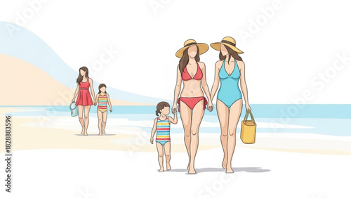 Enjoying a sun-kissed beach day with family, creating cherished summer memories together, perfect for travel blogs and family vacation promotions
