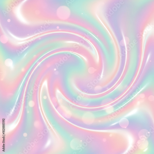 Abstract holographic swirl background with pastel colors and bokeh effect